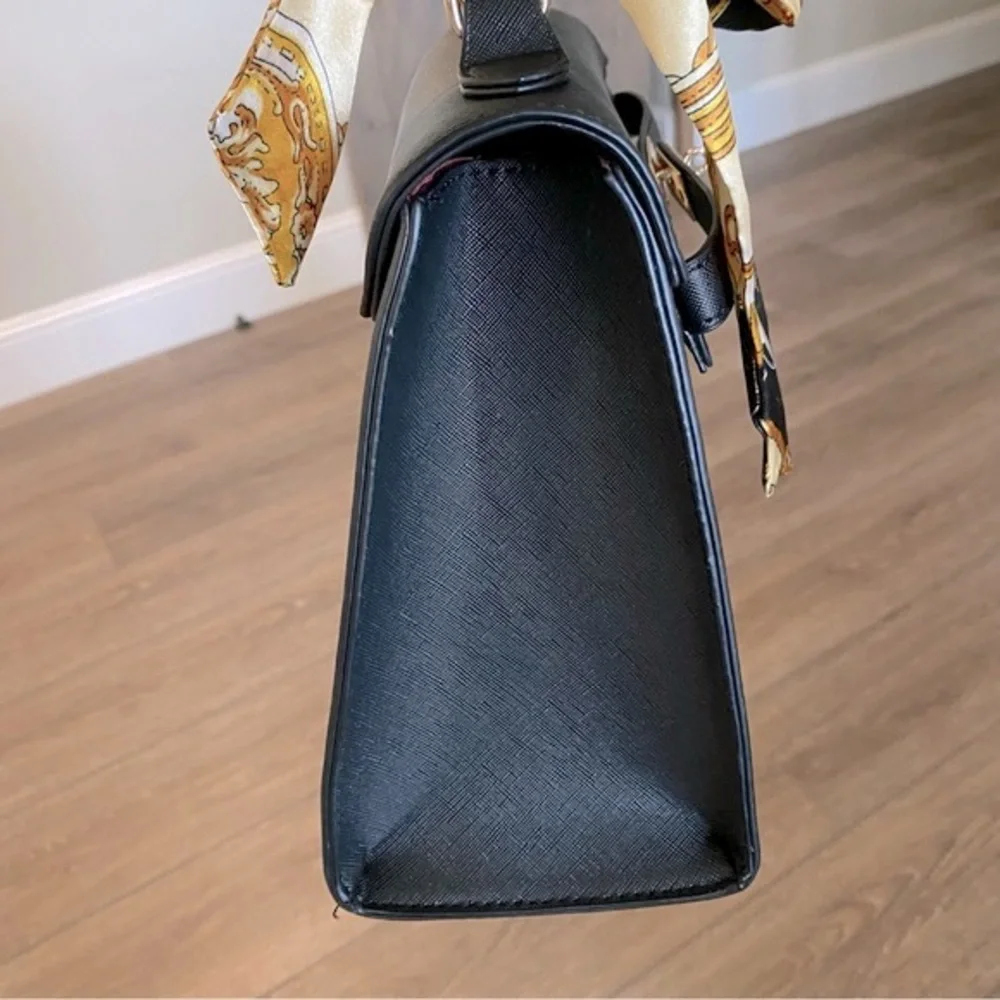 NEW! BUNDLE Scarf Handled Satchel With Crossbody Strap & Matching Wallet Black